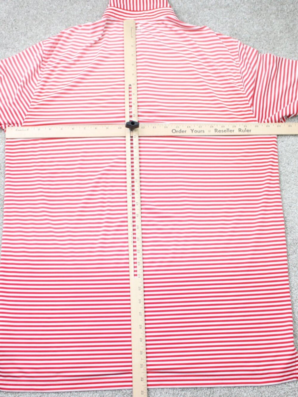 Southern Tide Polo Shirt Mens XL Red/White Performance Striped 4 Way Stretch S/S - Picture 8 of 11